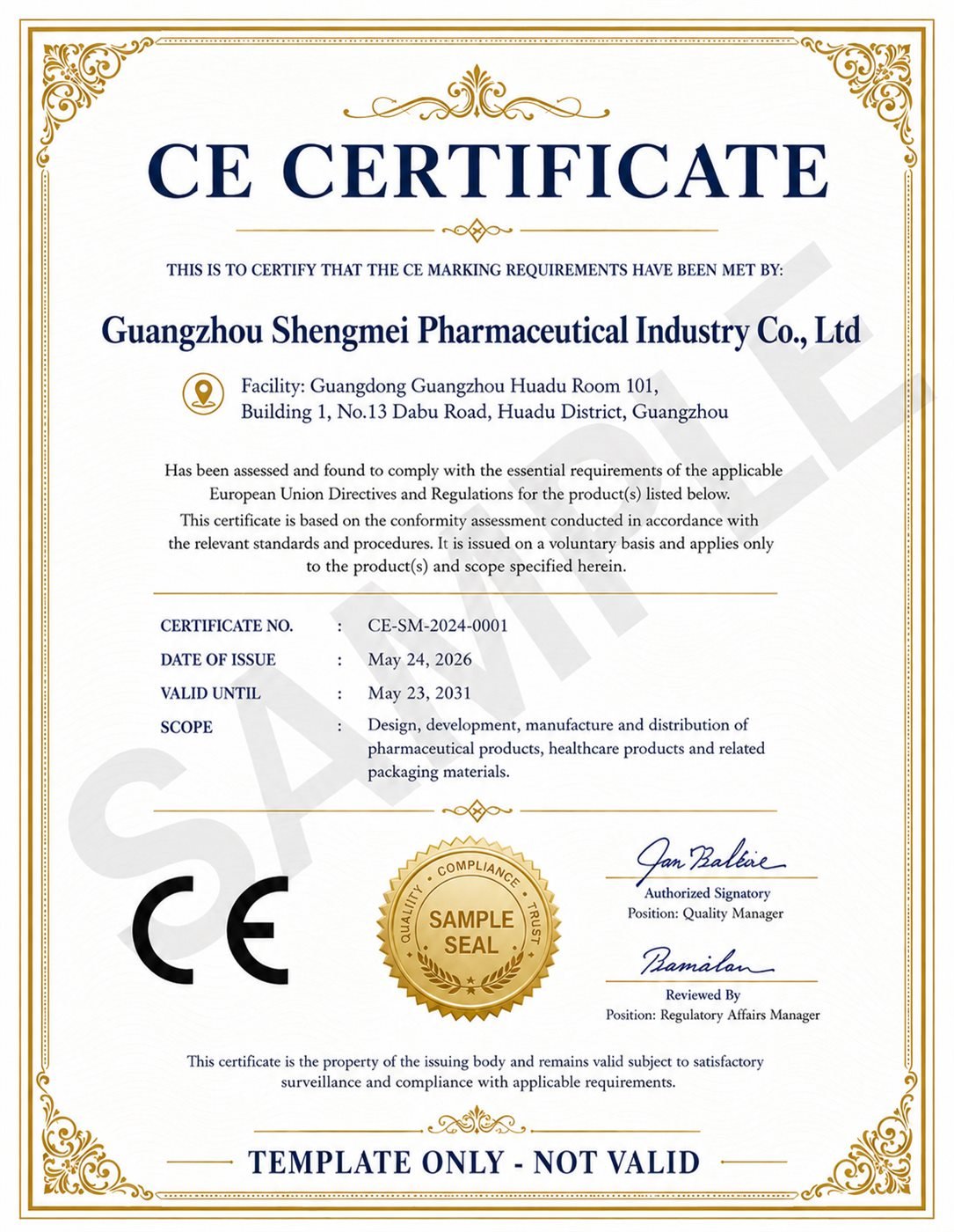 CE Certificate Sample