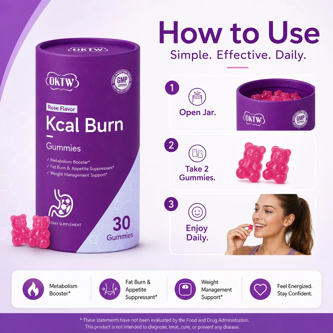 OKTW Kcal Burn Gummies Format detail view