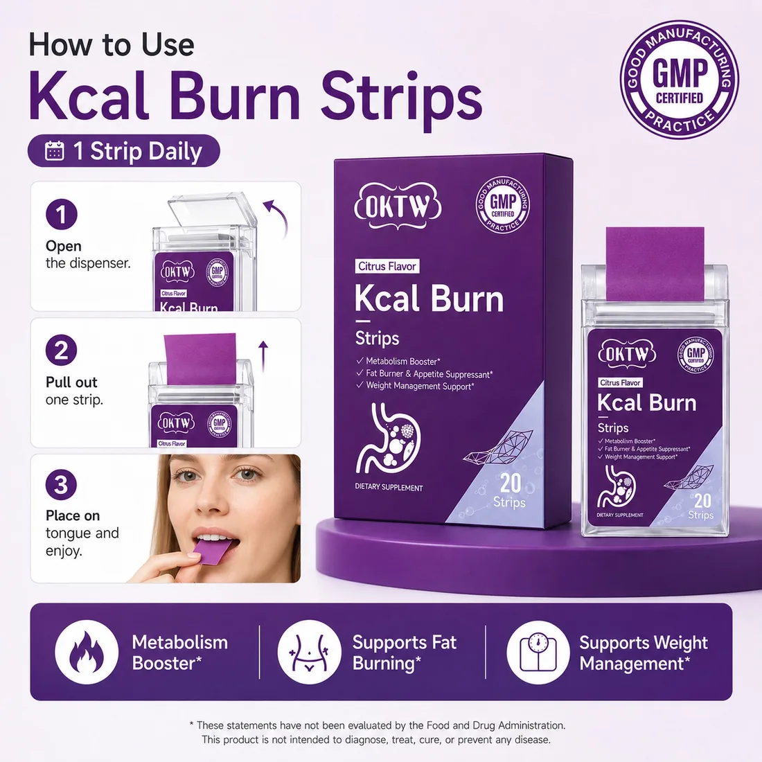 OKTW Kcal Burn Oral Dissolving Strips Format detail view