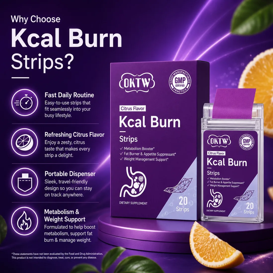 OKTW Kcal Burn Oral Dissolving Strips Lifestyle-ready pack