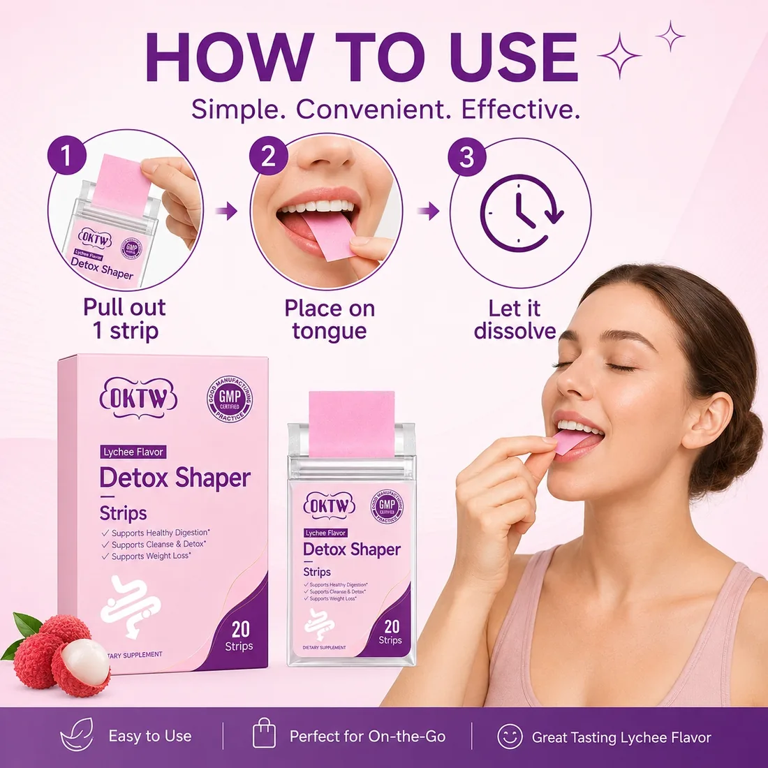 OKTW Detox Shaper Oral Dissolving Strips Lifestyle-ready pack