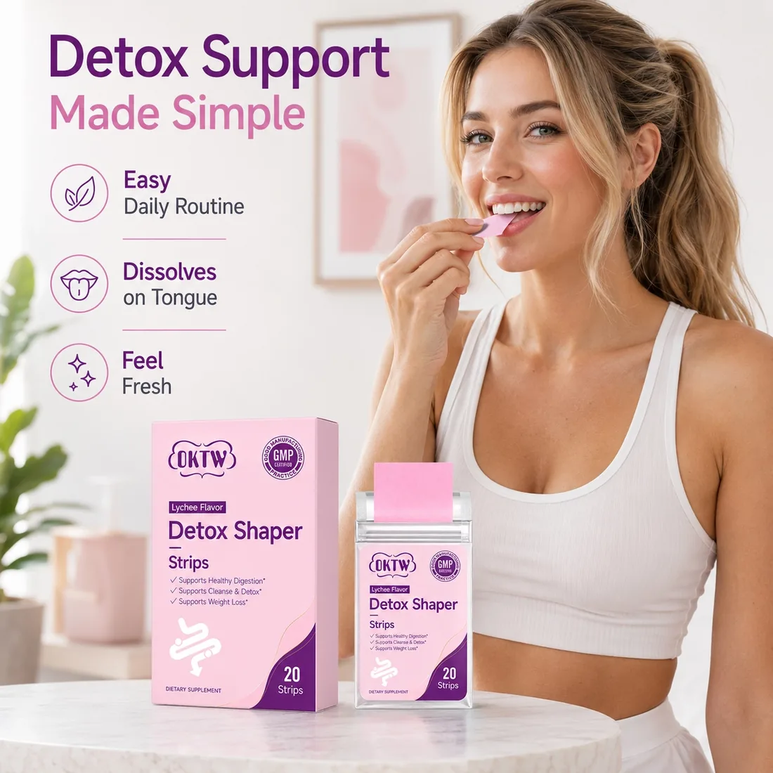 OKTW Detox Shaper Oral Dissolving Strips Back label direction